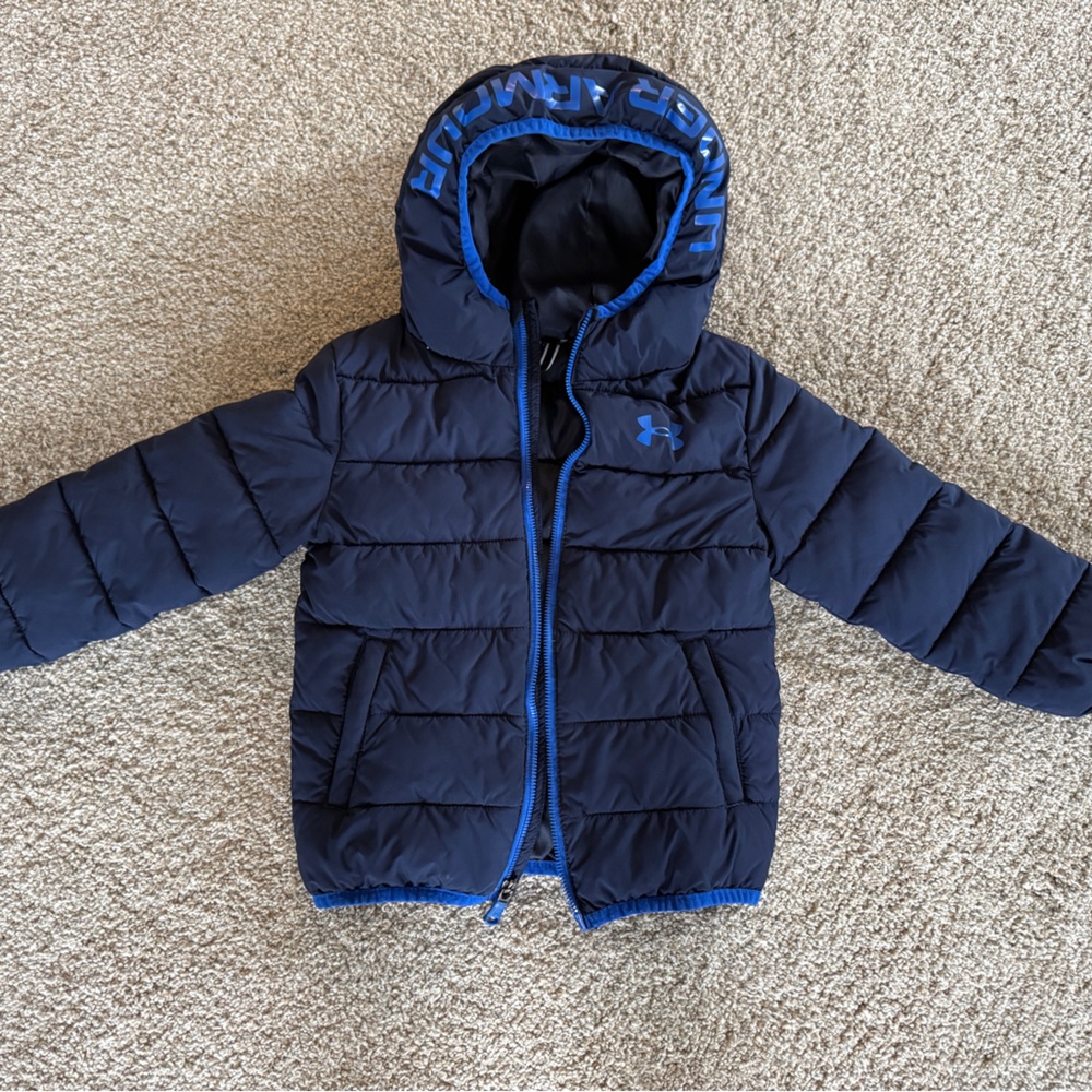 Under Armour Dark Blue Hooded Puffer Jacket- Boys